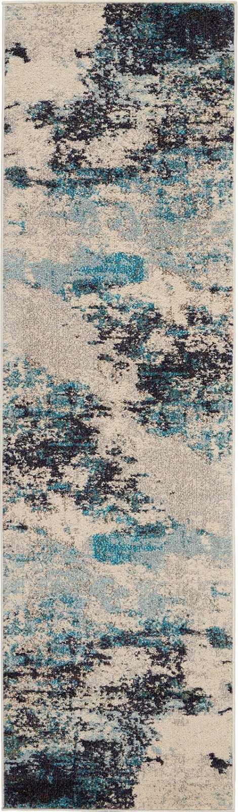 Nourison Celestial CES02 Ivory Teal Blue Runner Rug - Love-Rugs