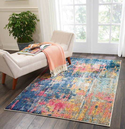 Nourison Celestial CES09 Blue Yellow Rug - Love-Rugs