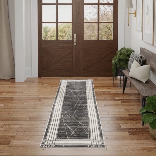 Nourison Desire DSR01 Charcoal Silver Runner Rug - Love-Rugs alternate image