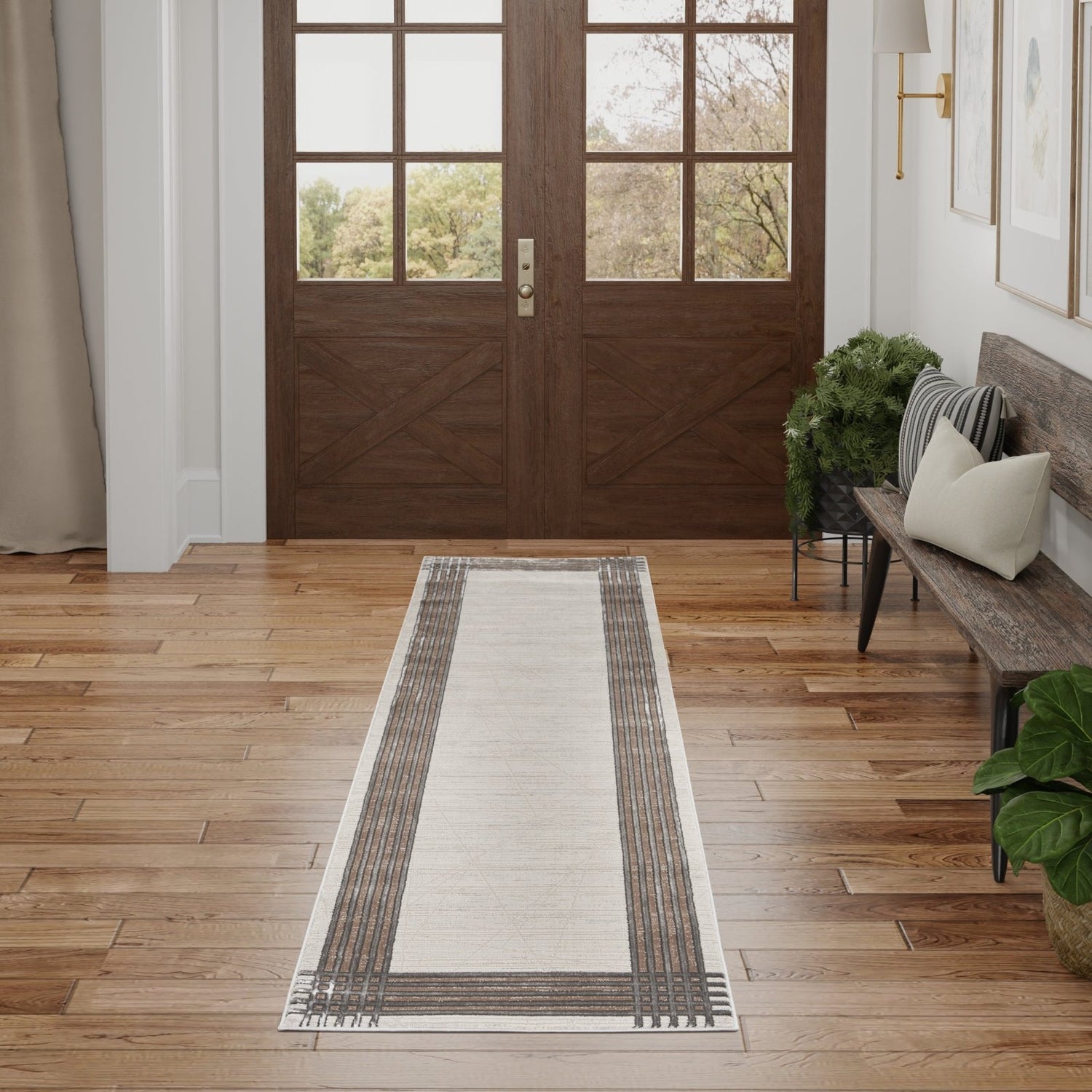 Nourison Desire DSR01 Ivory Silver Runner Rug - Love-Rugs