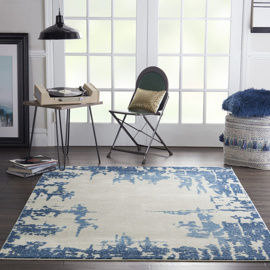 Nourison Etchings ETC04 Ivory / Blue Rug - Love-Rugs alternate image