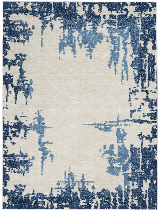 Nourison Etchings ETC04 Ivory / Blue Rug - Love-Rugs