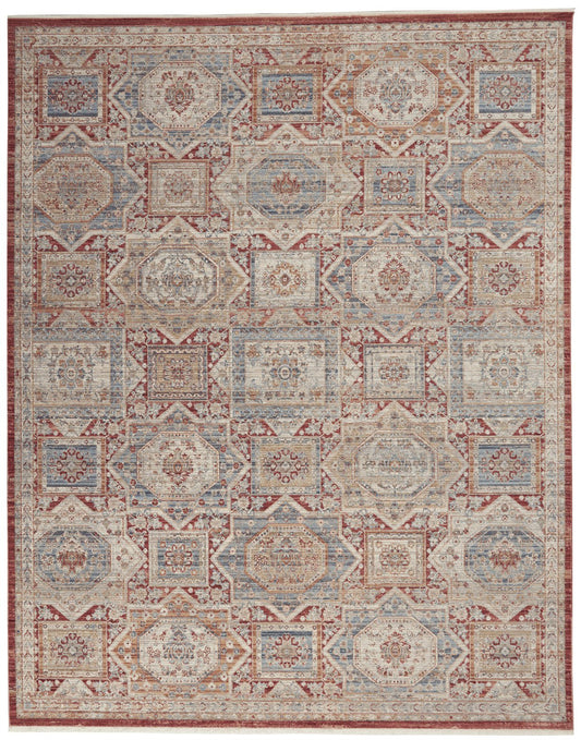 Nourison Homestead HMS02 Blue / Brick Rug - Love-Rugs