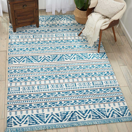 Nourison Kamala DS503 - Ivory Blue Rug - Love-Rugs