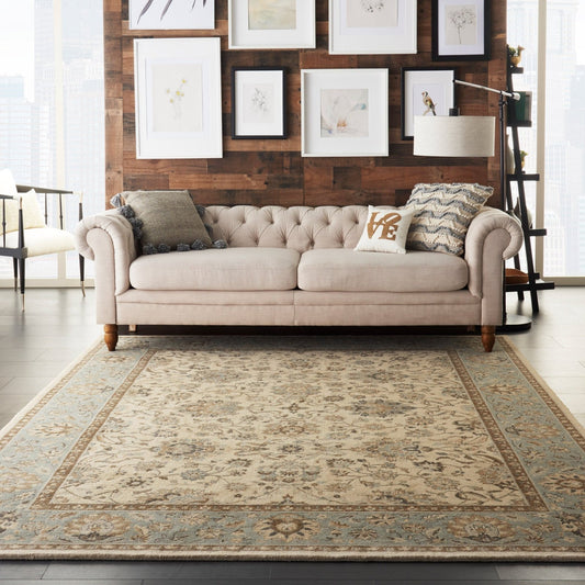 Nourison Living Treasures LI16 Aqua Ivory Rug - Love-Rugs alternate image