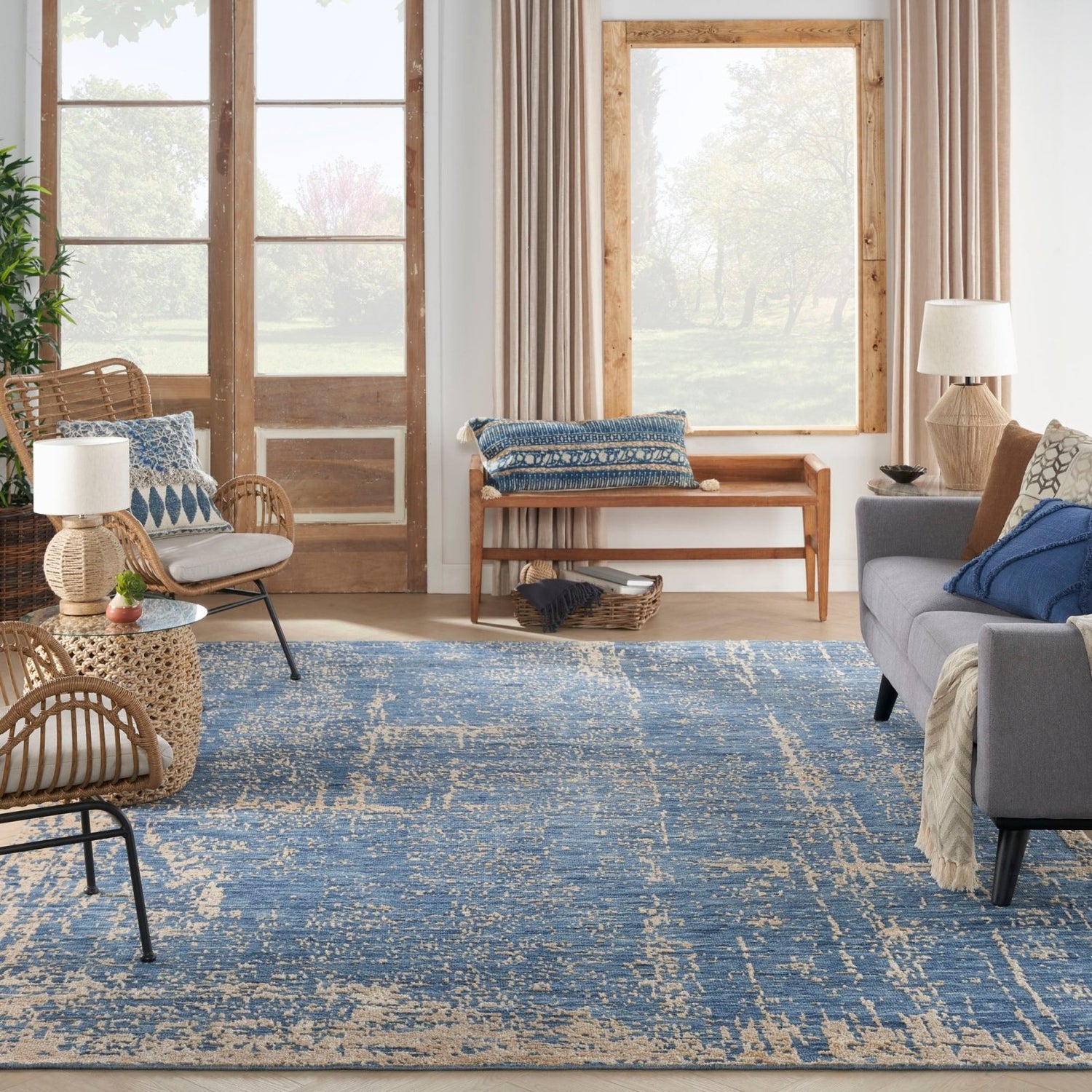 Nourison Luna LUN01 Dark Blue Mocha Rug – Love-Rugs