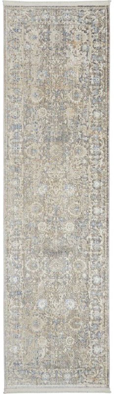 Nourison Lustrous Weave LUW01 Ivory / Blue Runner Rug - Love-Rugs