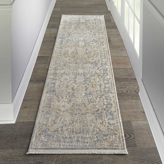 Nourison Lustrous Weave LUW01 Ivory / Blue Runner Rug - Love-Rugs alternate image