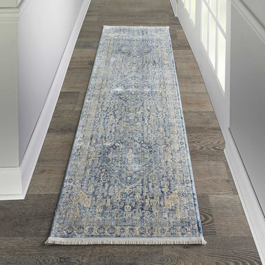 Nourison Lustrous Weave LUW02 Blue / Ivory Runner Rug - Love-Rugs alternate image