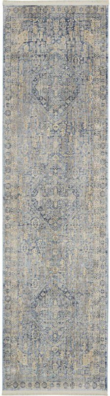Nourison Lustrous Weave LUW02 Blue / Ivory Runner Rug - Love-Rugs