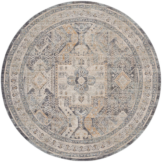 Nourison Lynx LNX01 Ivory Charcoal Round Rug - Love-Rugs