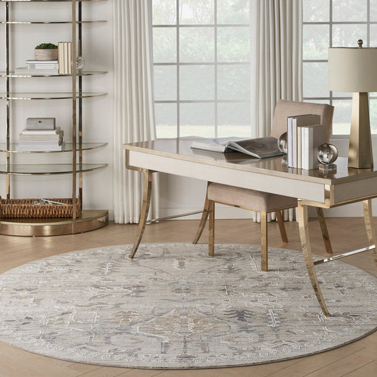 Nourison Lynx LNX02 Ivory Taupe Round Rug - Love-Rugs