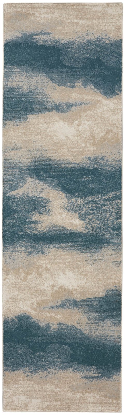 Nourison Maxell MAE06 Ivory Teal Runner Rug - Love-Rugs
