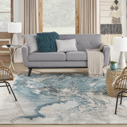 Nourison Maxell MAE08 Ivory Teal Rug - Love-Rugs alternate image