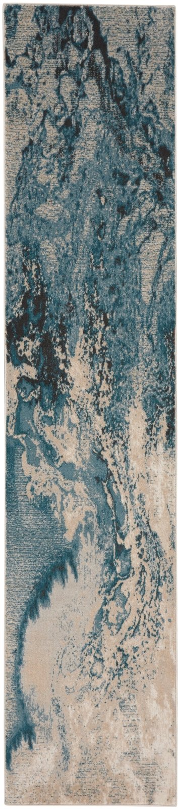 Nourison Maxell MAE08 Ivory Teal Runner Rug - Love-Rugs