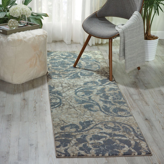 Nourison Maxell MAE10 Ivory Blue Runner Rug - Love-Rugs alternate image