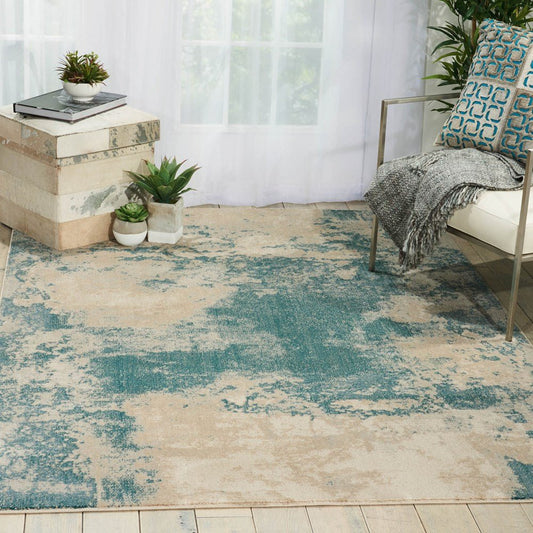 Nourison Maxell MAE13 Ivory Teal Rug - Love-Rugs