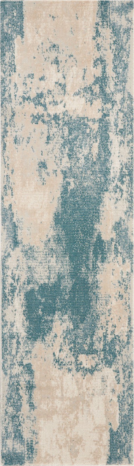 Nourison Maxell MAE13 Ivory Teal Runner Rug - Love-Rugs