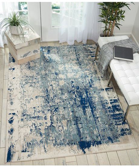 Nourison Maxell MAE16 Ivory Blue Rug - Love-Rugs