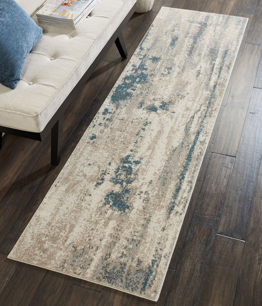 Nourison Maxell MAE17 Ivory Teal Runner Rug - Love-Rugs alternate image