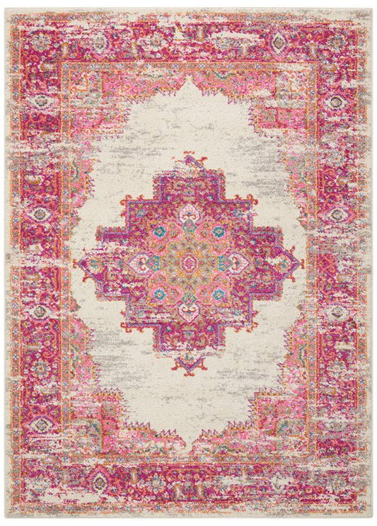 Nourison Passion PSN03 Ivory Fuschia Rug - Love-Rugs