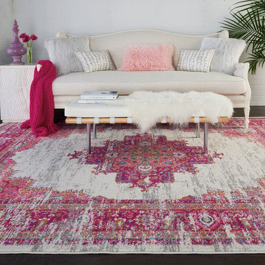 Nourison Passion PSN03 Ivory Fuschia Rug - Love-Rugs alternate image