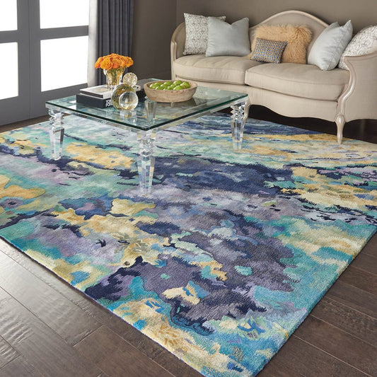 Nourison Prismatic PRS09 Silver Blue Rug - Love-Rugs
