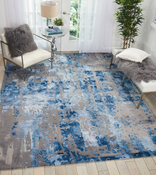 Nourison Prismatic PRS10 Blue Grey Rug - Love-Rugs