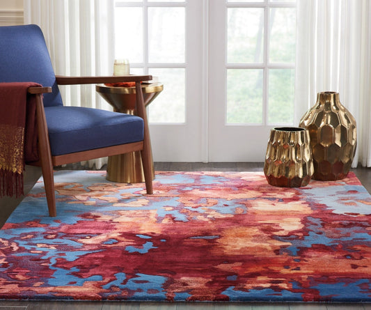 Nourison Prismatic PRS13 Blue Flame Rug - Love-Rugs