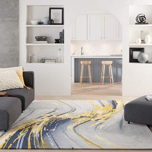 Nourison Prismatic PRS24 Grey Gold Rug - Love-Rugs