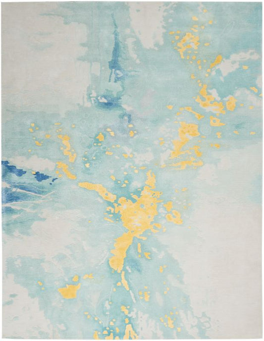Nourison Prismatic PRS26 Seafoam Gold Rug - Love-Rugs
