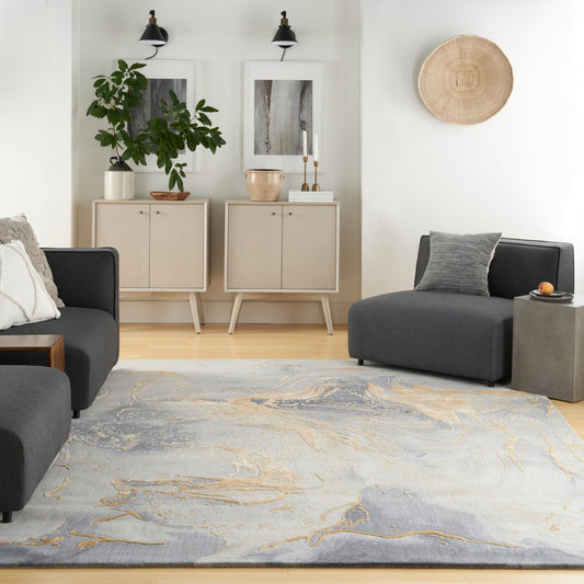 Nourison Prismatic PRS28 Grey Gold Rug - Love-Rugs alternate image