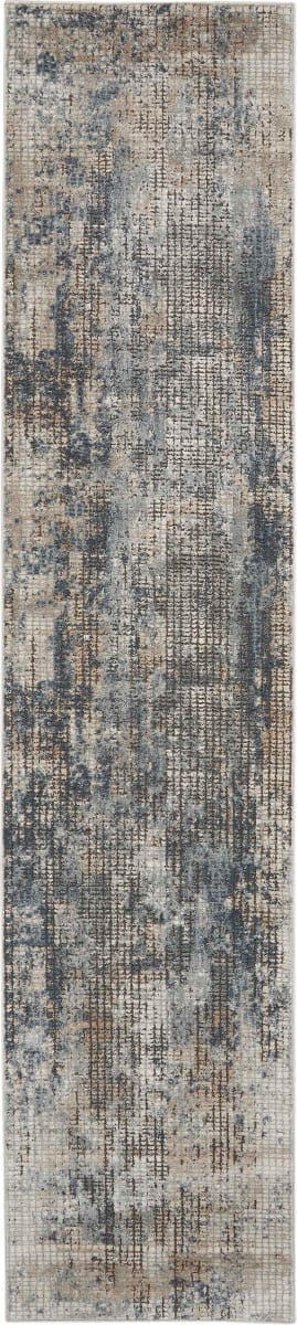 Nourison Quarry QUA02 Blue Beige Runner Rug - Love-Rugs