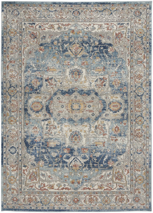 Nourison Quarry QUA11 Ivory Blue Rug - Love-Rugs