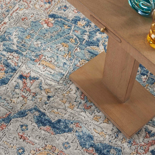 Nourison Quarry QUA11 Ivory Blue Runner Rug - Love-Rugs alternate image