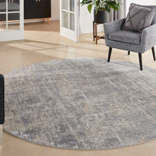 Nourison Rustic Textures RUS01 Ivory Silver Round Rug - Love-Rugs alternate image
