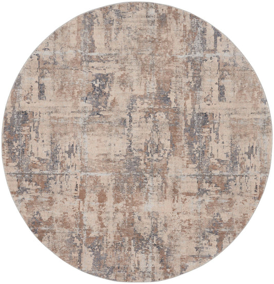 Nourison Rustic Textures RUS06 Beige Grey Round Rug - Love-Rugs