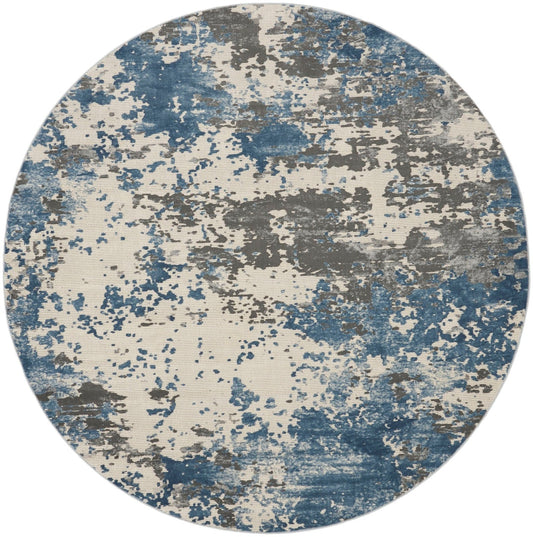 Nourison Rustic Textures RUS08 Grey Blue Round Rug - Love-Rugs
