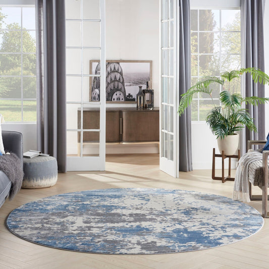 Nourison Rustic Textures RUS08 Grey Blue Round Rug - Love-Rugs alternate image