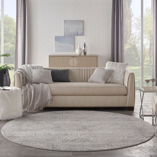 Nourison Rustic Textures RUS09 Ivory Light Blue Round Rug - Love-Rugs alternate image