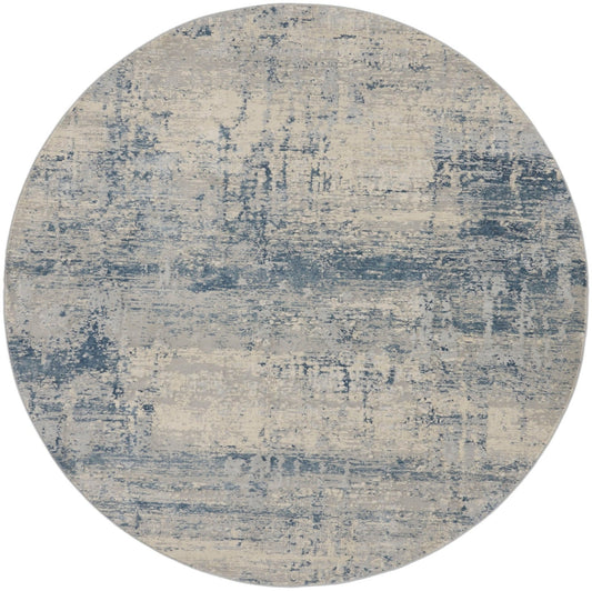 Nourison Rustic Textures RUS10 Ivory Blue Round Rug - Love-Rugs