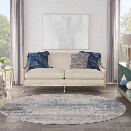 Nourison Rustic Textures RUS10 Ivory Blue Round Rug - Love-Rugs alternate image