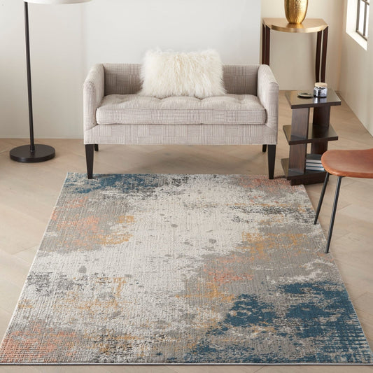 Nourison Rustic Textures RUS13 Grey / Blue Rug - Love-Rugs alternate image
