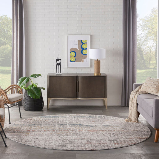 Nourison Rustic Textures RUS14 Light Grey Multi Round Rug - Love-Rugs alternate image