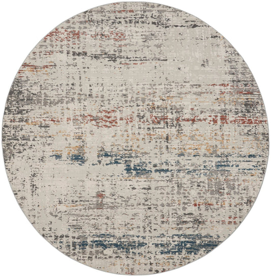 Nourison Rustic Textures RUS14 Light Grey Multi Round Rug - Love-Rugs