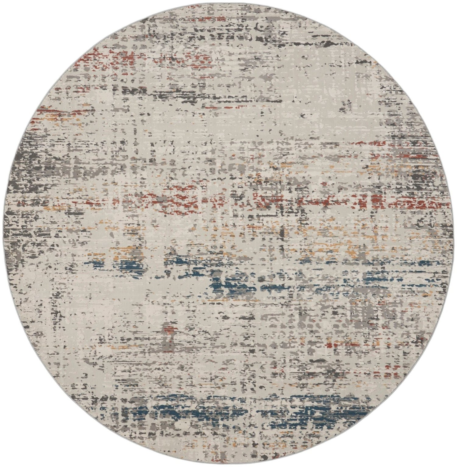 Rustic Multi Rug Nourison Rustic Textures RUS14 Light Grey Multi Round Rug – Love-Rugs