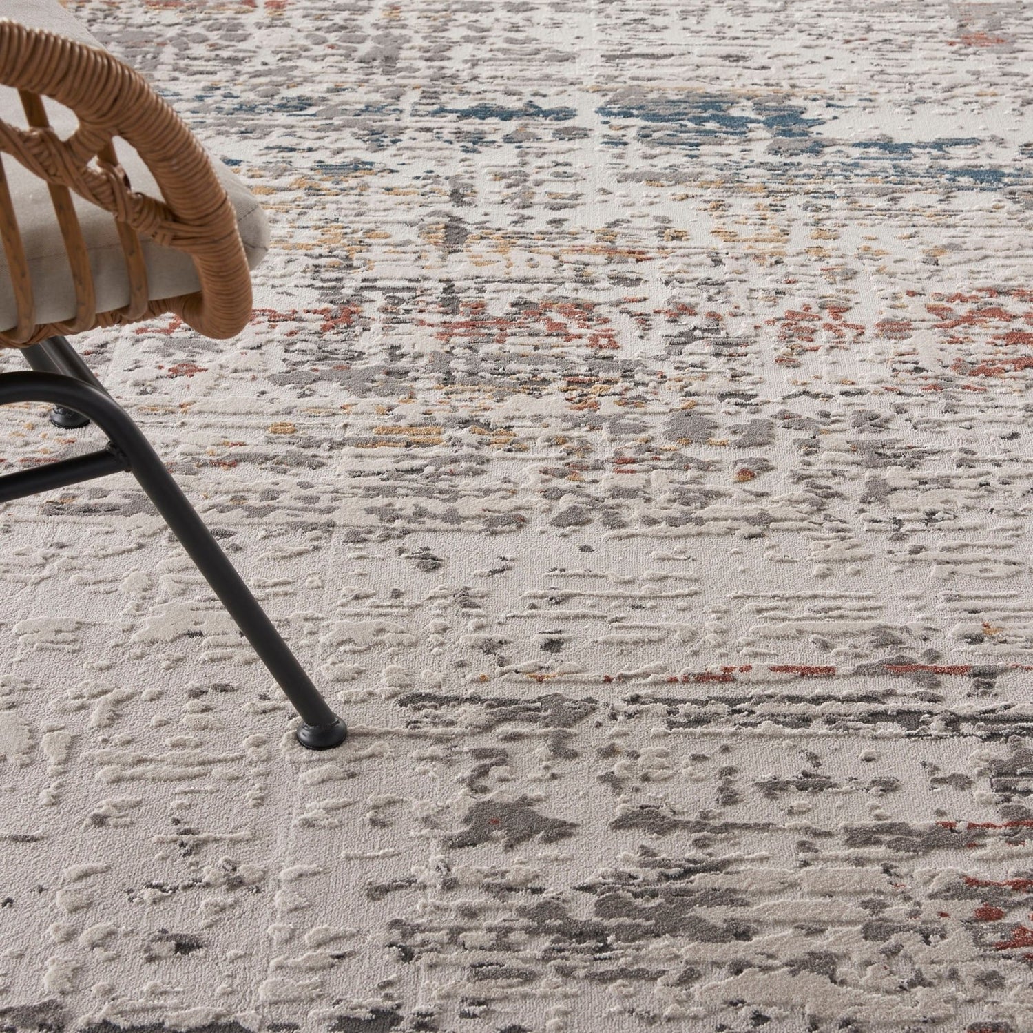 Rustic Multi Rug Nourison Rustic Textures RUS14 Light Grey Multi Round Rug – Love-Rugs