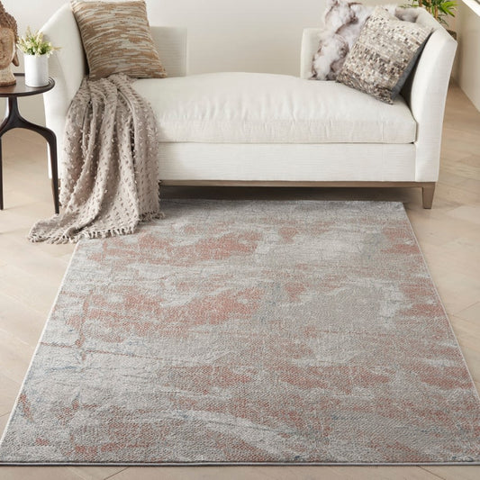 Nourison Rustic Textures RUS15 Light Grey / Rust Rug - Love-Rugs alternate image