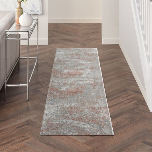 Nourison Rustic Textures RUS15 light Grey Rust Runner Rug - Love-Rugs alternate image