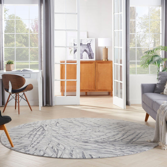 Nourison Rustic Textures RUS17 Ivory Grey Round Rug - Love-Rugs alternate image